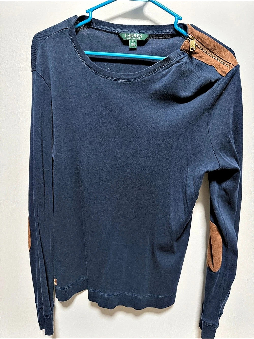 Lauren Ralph Lauren Long Sleeve Cotton Shirt with Faux Suede Elbow Patches and